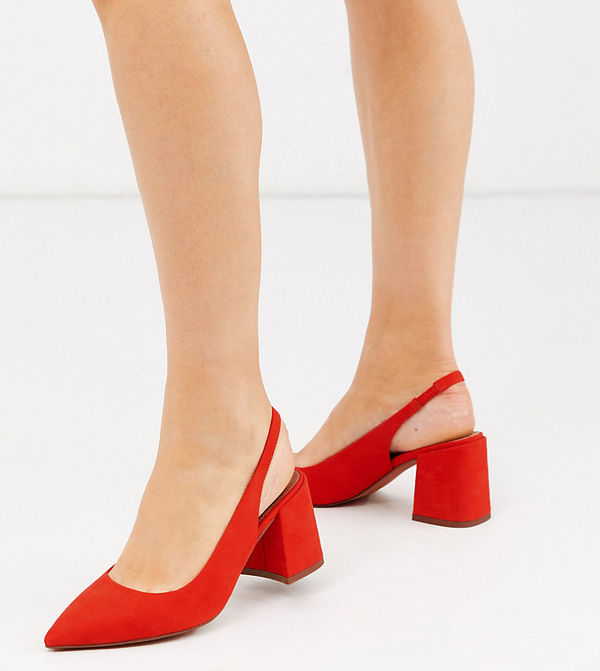 Красные туфли на каблуке с ремешком на пятке ASOS DESIGN-Красный