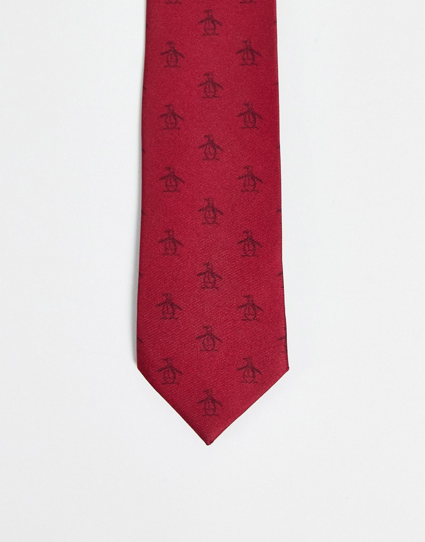 фото Красный атласный галстук с тиснением original penguin