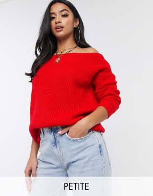 фото Красный джемпер с открытыми плечами missguided petite