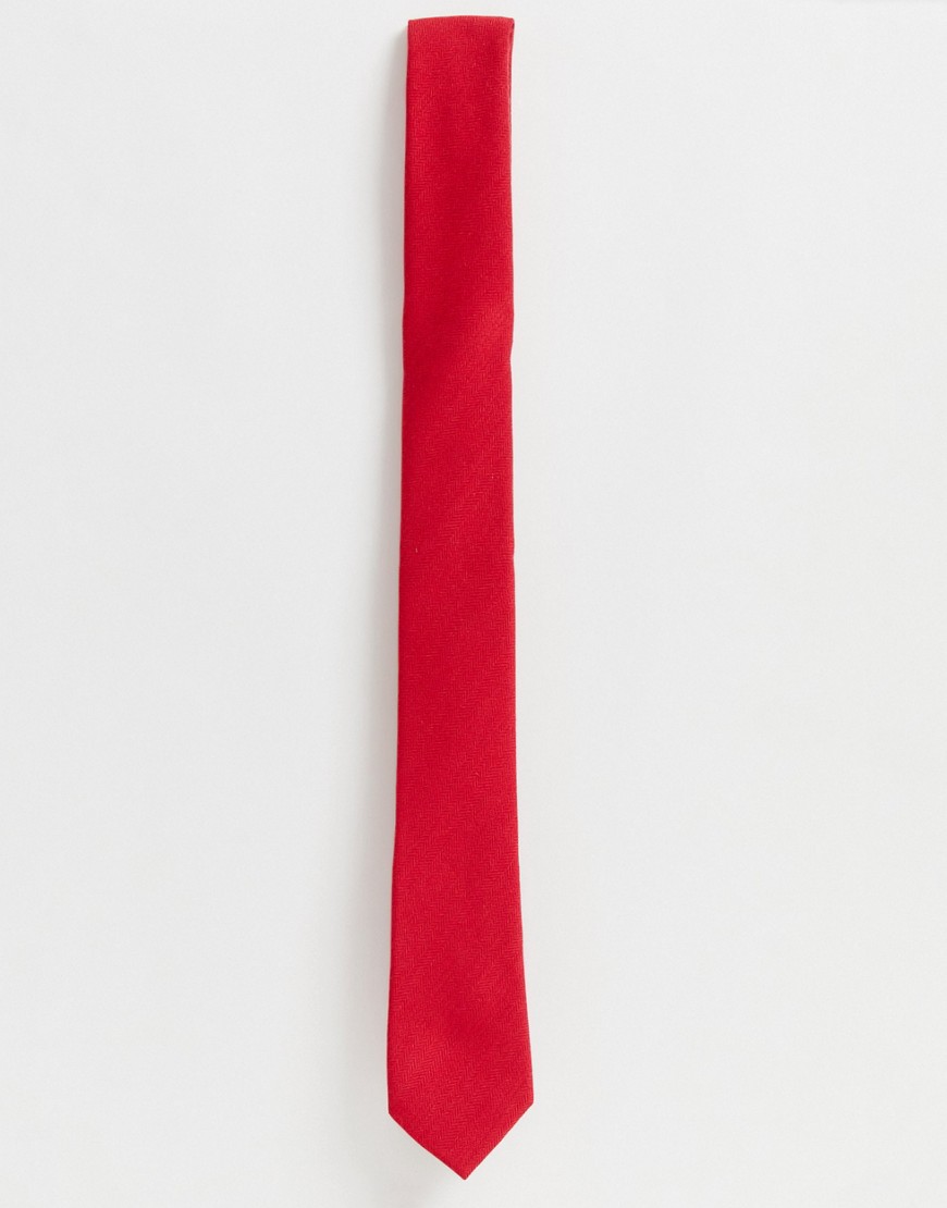 фото Красный фактурный узкий галстук asos design