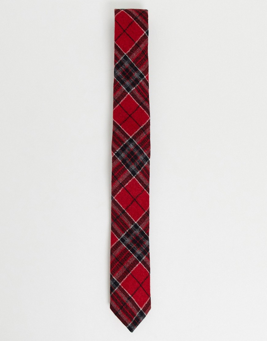 фото Красный галстук с принтом тартан twisted tailor