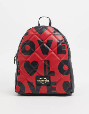 фото Красный рюкзак с принтом "love" love moschino