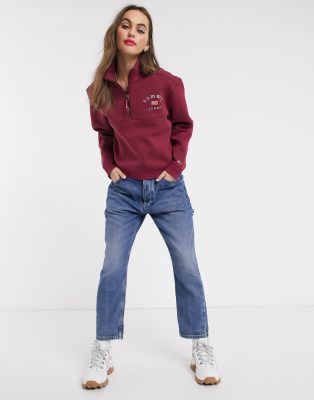 фото Красный свитер на молнии с логотипом tommy jeans