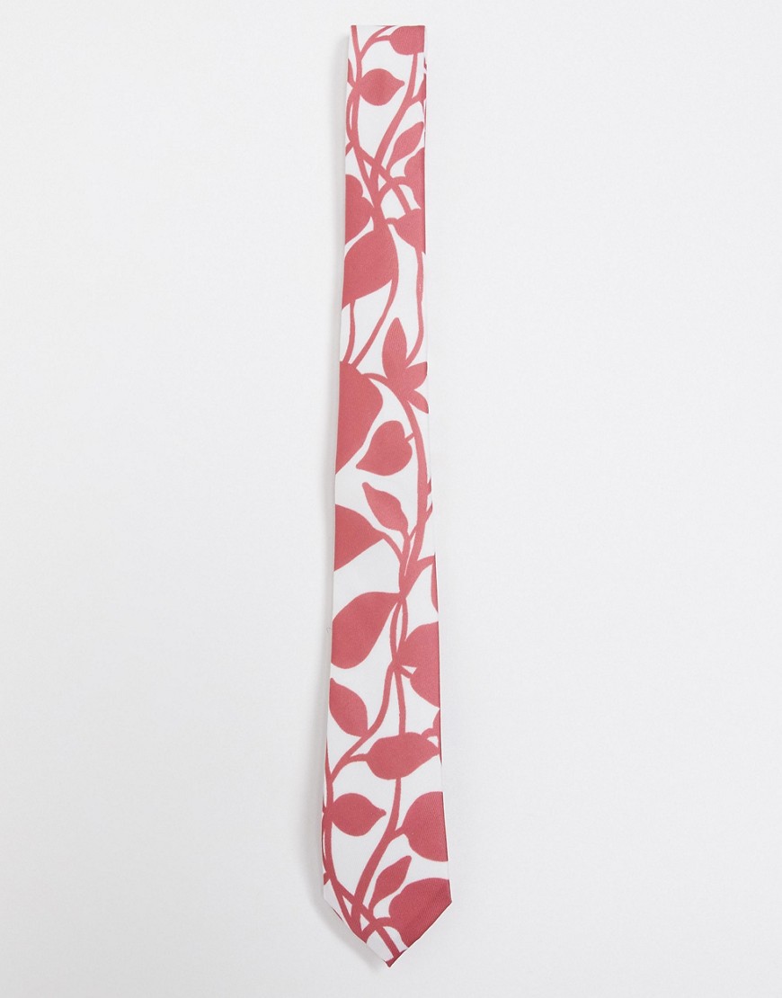 фото Красный узкий галстук с крупным цветочным принтом asos design