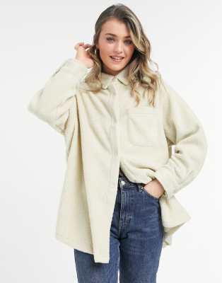 Куртки и пальто Кремовая флисовая куртка ASOS DESIGN-Голубой