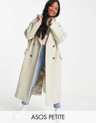 фото Кремовое трикотажное пальто с капюшоном в стиле oversized asos design petite-белый asos petite