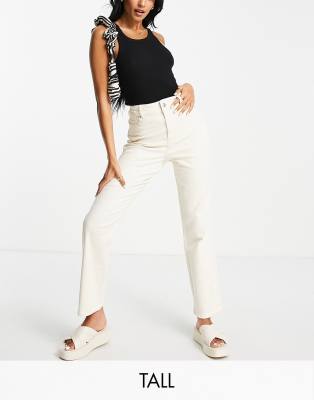 Джинсы и деним  Asos Кремовые джинсы с широкими штанинами Pieces Tall-Белый