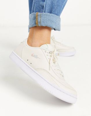 nike court vintage trainers in white