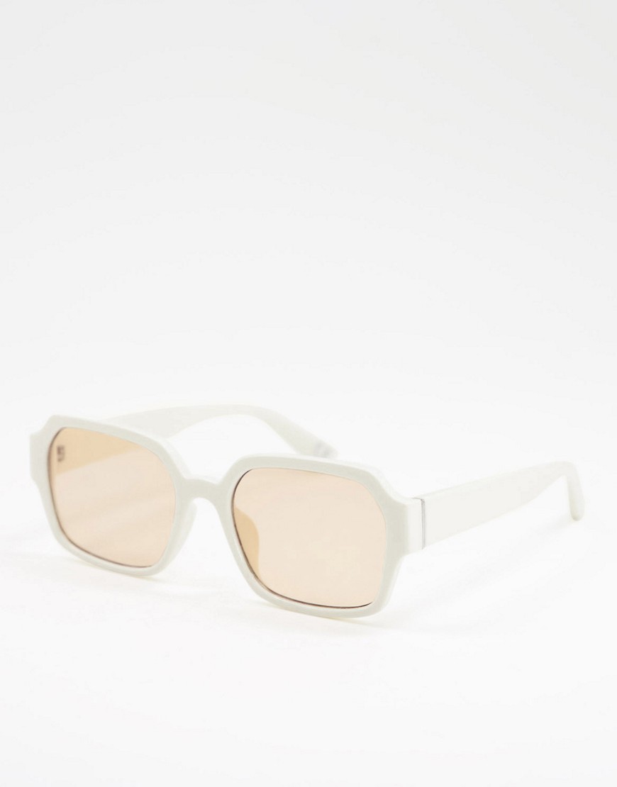 фото Кремовые квадратные солнцезащитные очки со светло-коричневыми стеклами asos design-белый