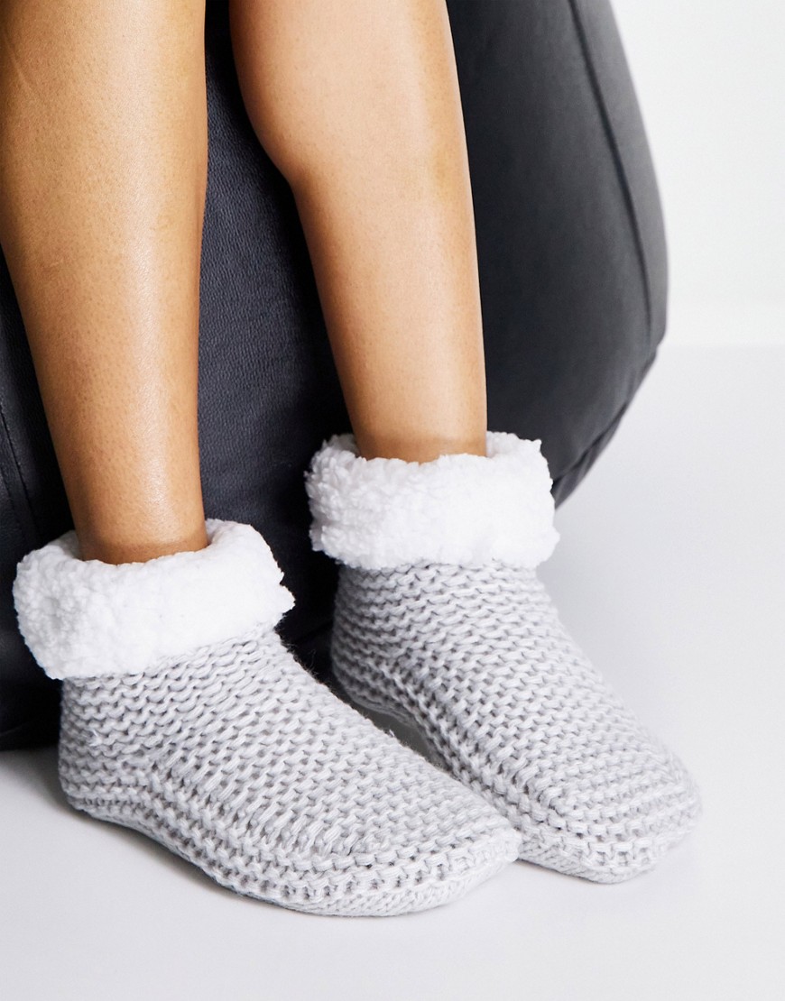 фото Кремовые носки плотной вязки с подкладкой из искусственного меха loungeable-белый