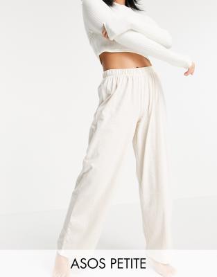 Кремовые пижамные брюки прямого кроя из трикотажа ASOS DESIGN Petite – Выбирай и Комбинируй-Белый