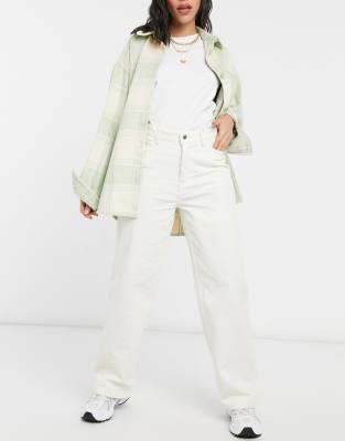 Кремовые вельветовые брюки в стиле oversized из органического хлопка Weekday Lashes-Белый