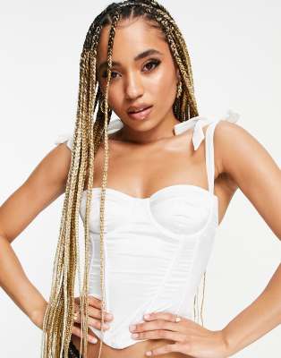  Кремовый корсет с бретельками из шифона ASOS DESIGN Hope-Розовый цвет