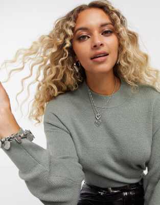 Кремовый oversized-джемпер Object​​​​​​​-Серый