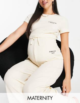 фото Кремовый пижамный комплект из вафельного трикотажа missguided maternity-белый