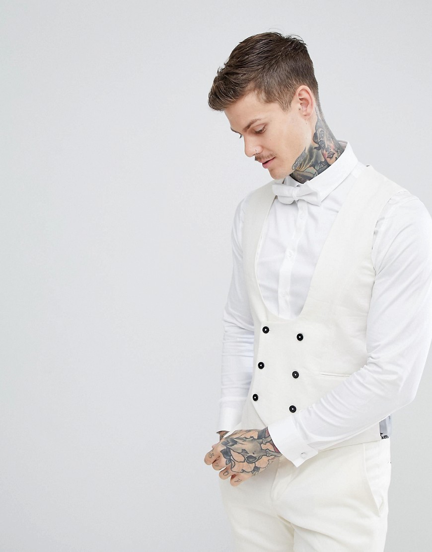 фото Кремовый жилет с добавлением льна приталенного кроя twisted tailor wedding