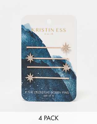 Kristin Ess Celestial Bobby Pins - 4 pack-Gold