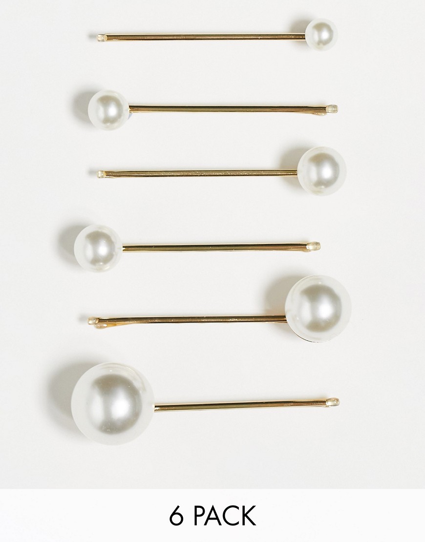 Kristin Ess Pearl Party Bobby Pins - 5 pack-Gold