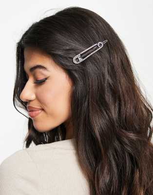 Safety Pin Single Hair Clip-Silver