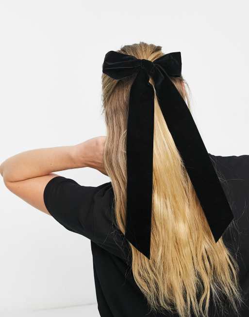 Black Velvet Hair Bow Barrette, Delicate Hair Bow, Gift for Her