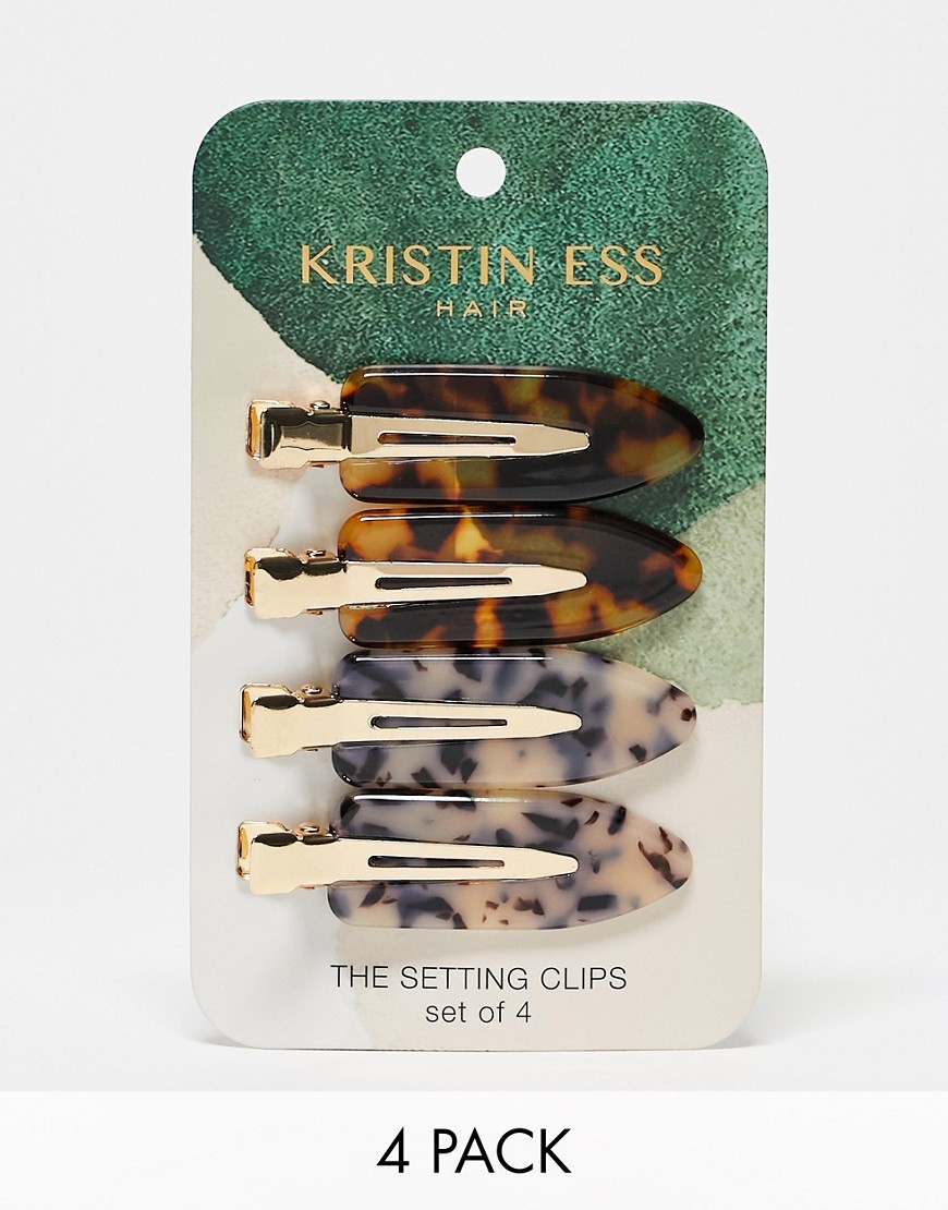 Kristin Ess Tortoise Shell Setting Clips - 4 Pack-multi