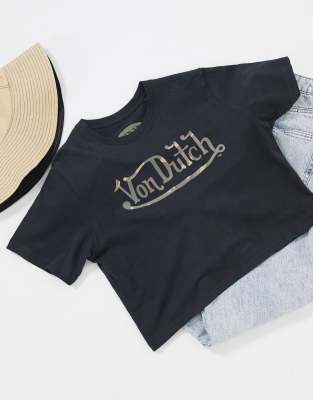 фото Кроп-топ с камуфляжным логотипом von dutch-черный