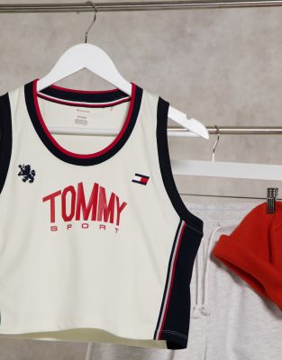 фото Кроп-топ цвета слоновой кости с логотипом tommy hilfiger sport-кремовый