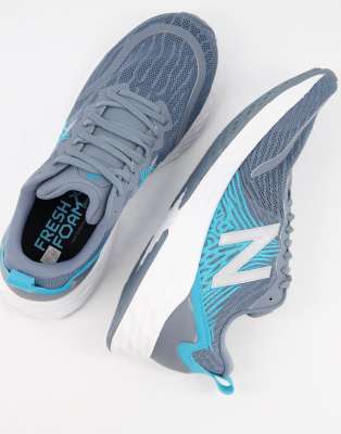 фото Кроссовки серого и голубого цвета new balance running fresh foam tempo-серый