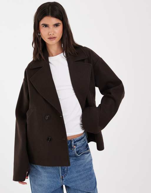 Krótka kurtka oversize w kolorze czekoladowobrązowym, 1 z 4