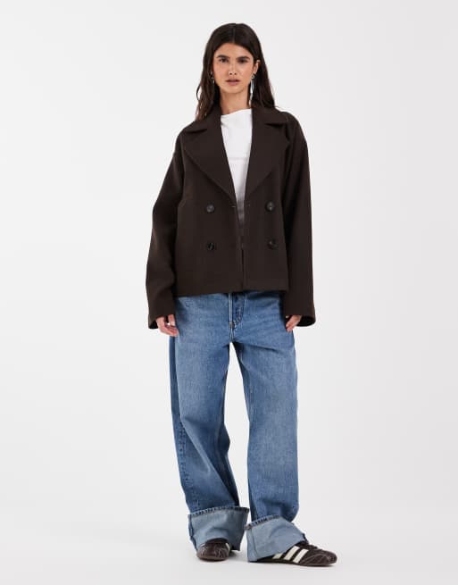 Krótka kurtka oversize w kolorze czekoladowobrązowym, 2 z 4