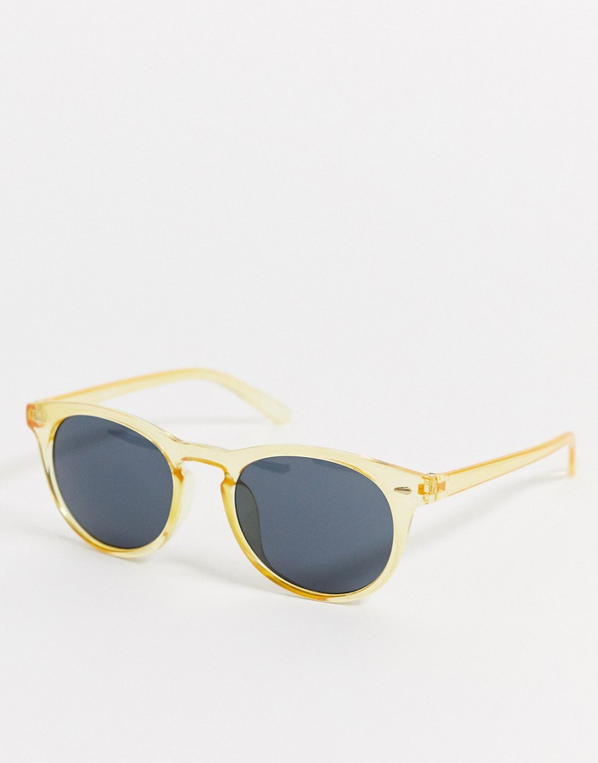 фото Круглые фестивальные солнцезащитные очки с желтой пластиковой оправой asos design-желтый