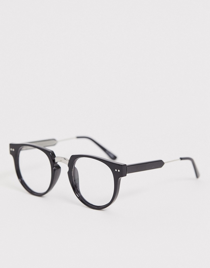 фото Круглые очки с черной оправой и прозрачными стеклами spitfire teddy boy 2-черный