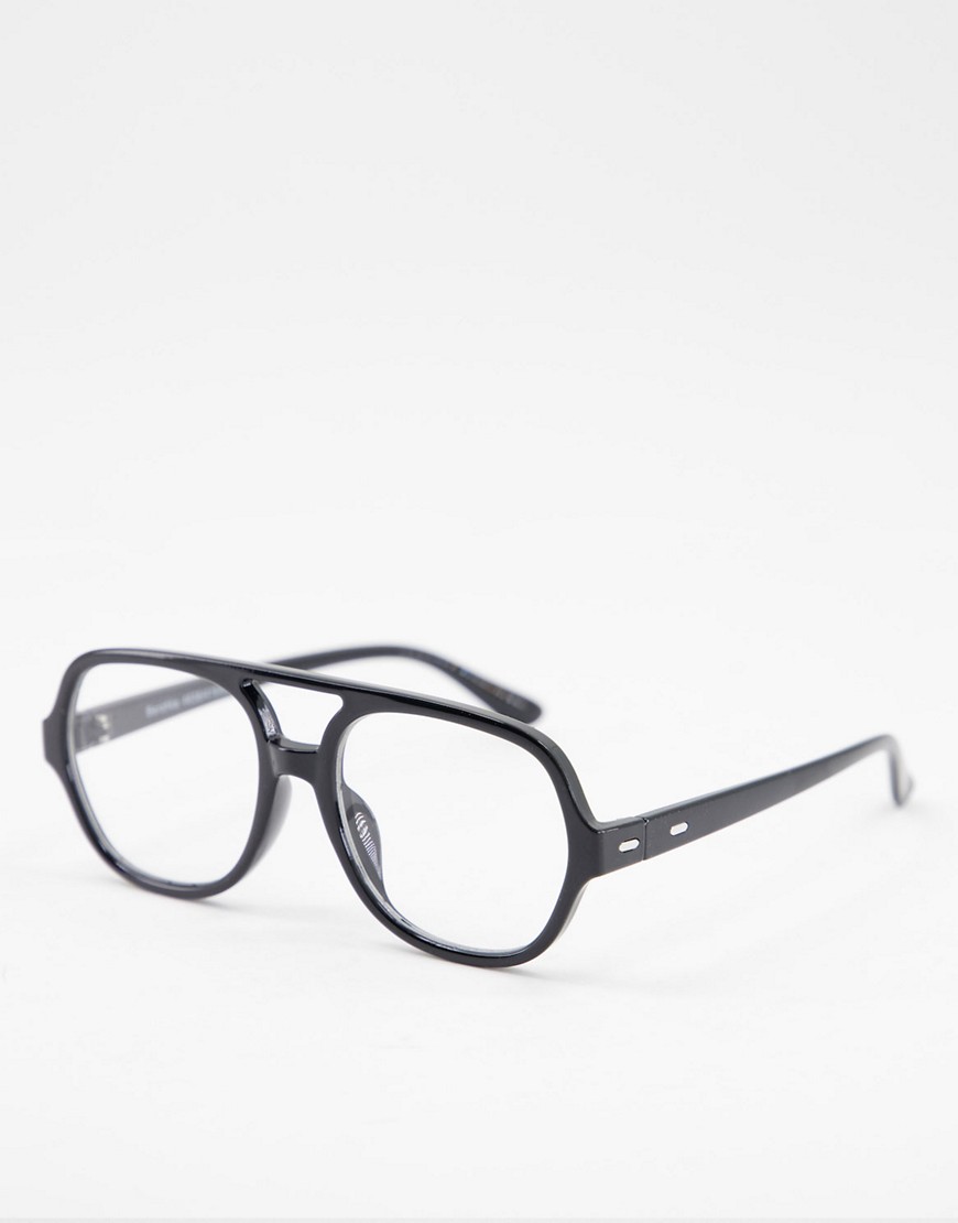 фото Круглые очки с прозрачными стеклами и цепочкой bershka-черный цвет