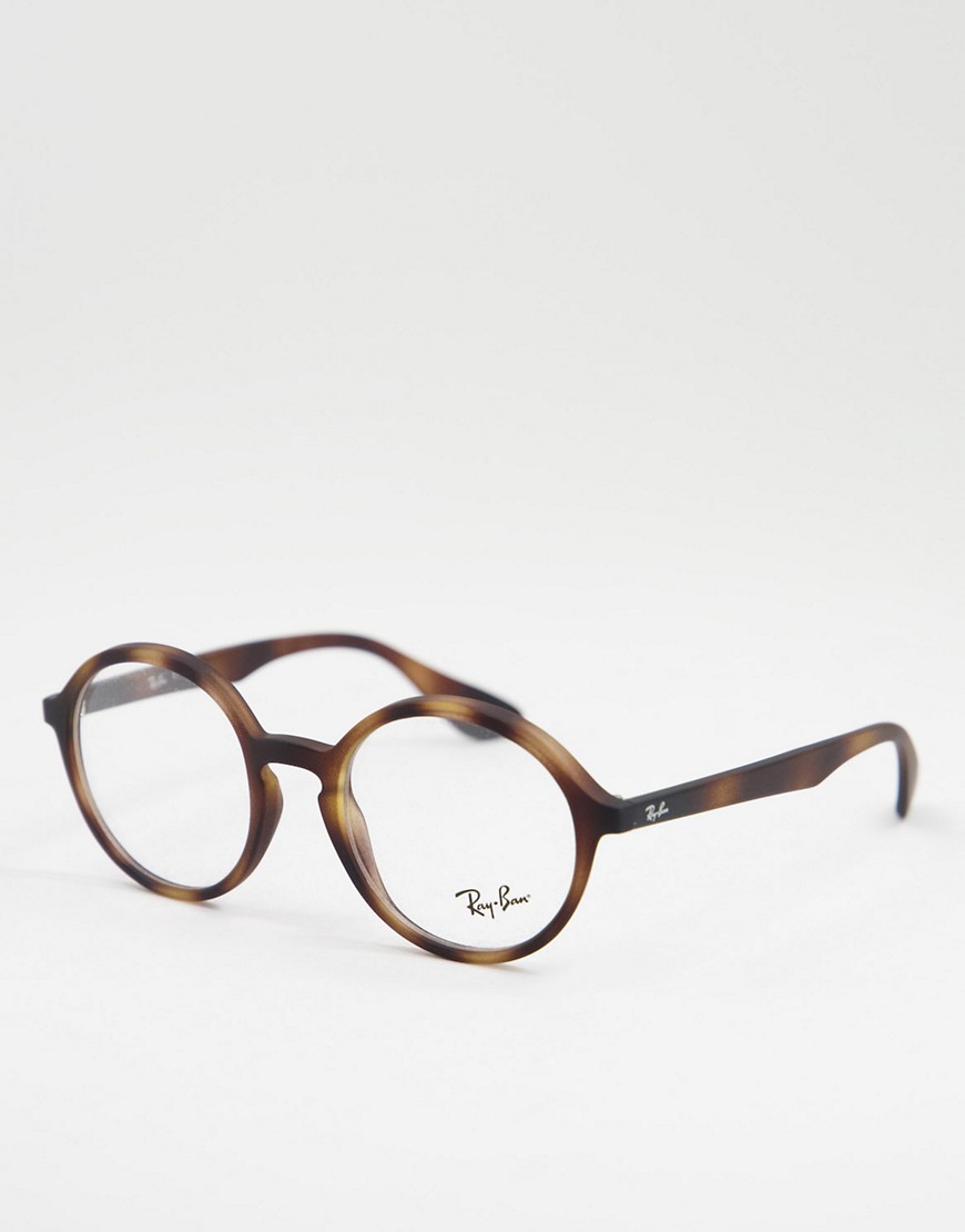 фото Круглые очки с прозрачными стеклами ray-ban 0rx7075-коричневый цвет