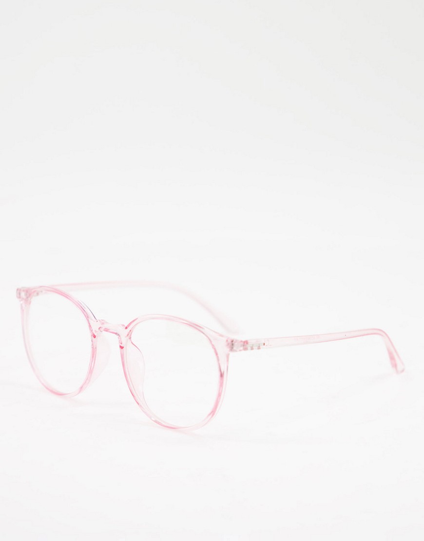 фото Круглые очки с защитой от синего света в прозрачной розовой оправе my accessories-розовый цвет