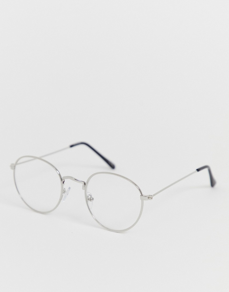 фото Круглые очки в серебристой металлической оправе с прозрачными стеклами asos design-серебряный