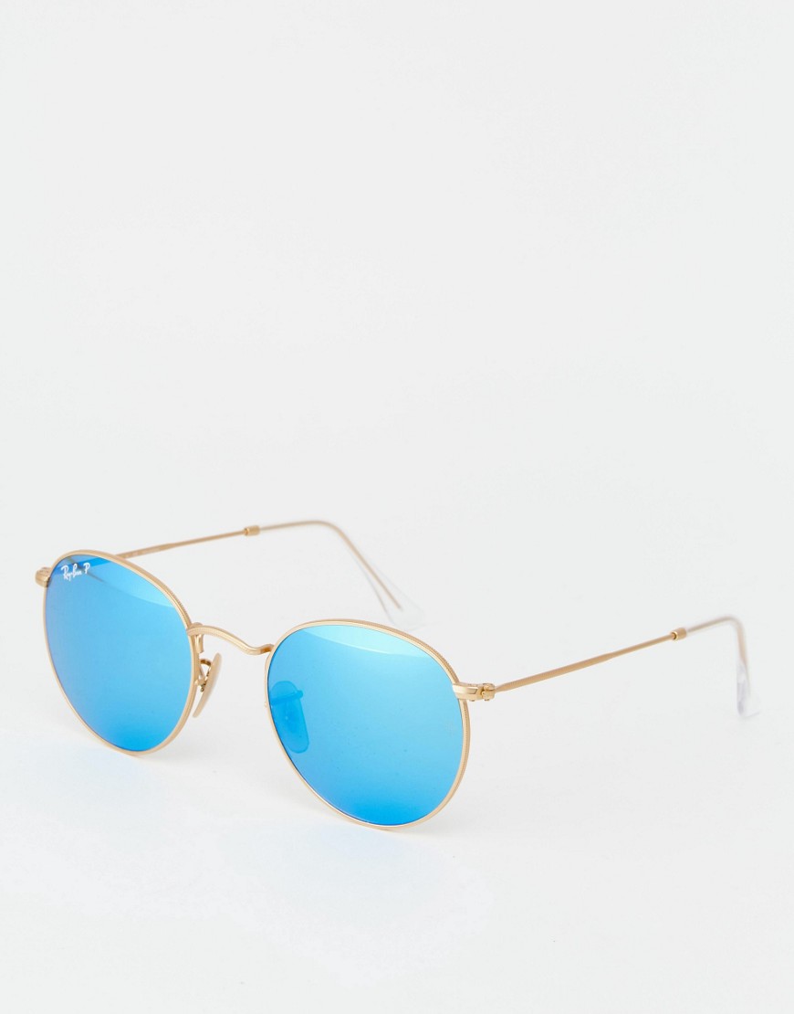 фото Круглые поляризованные солнцезащитные очки ray-ban rb3447-золотой