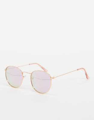   Asos Круглые солнцезащитные очки в розово-золотистой оправе в стиле 70-х New Look-Золотистый