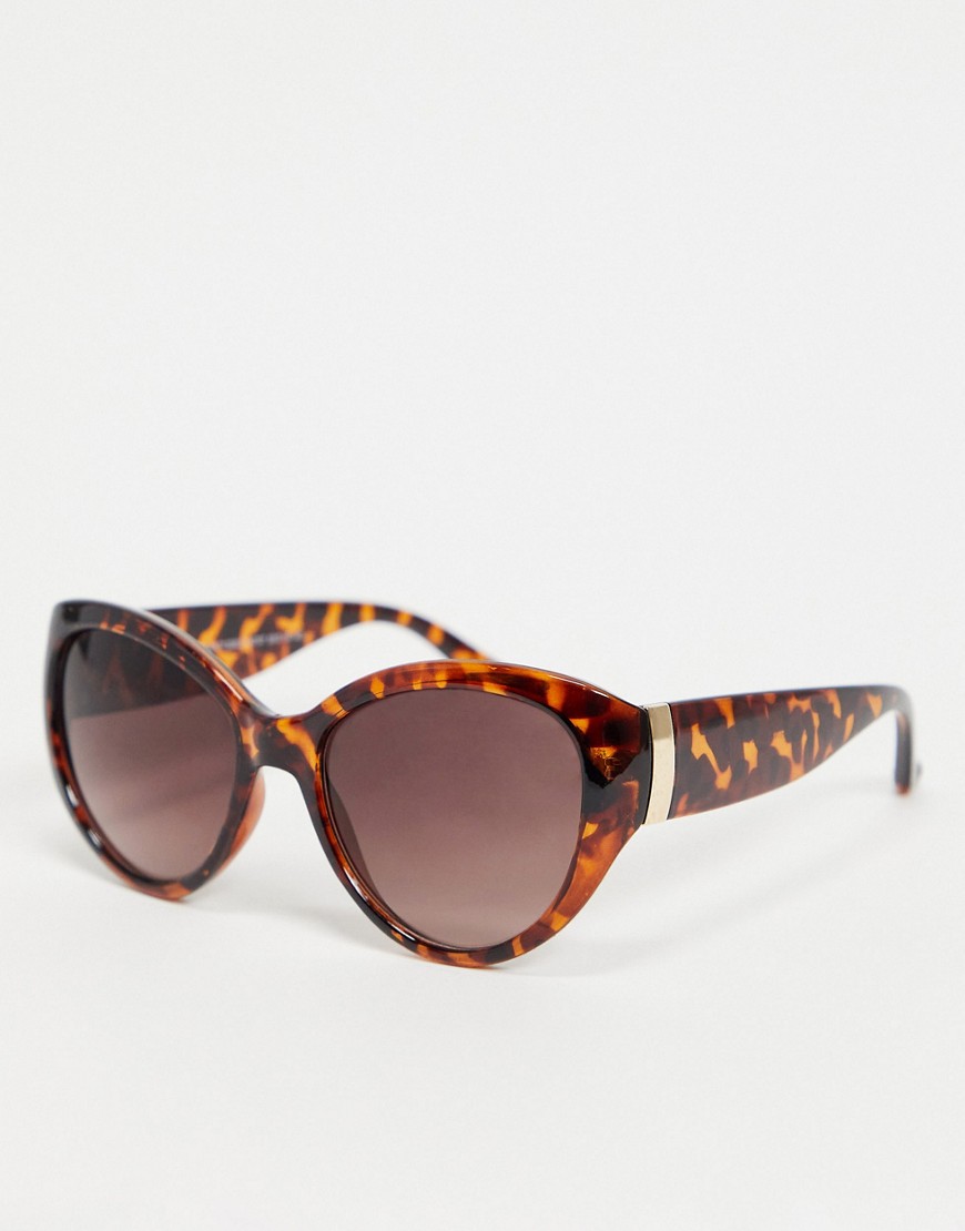 фото Круглые солнцезащитные очки в черепаховой оправе «кошачий глаз» new look-коричневый цвет