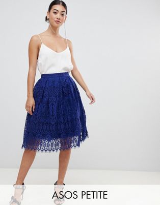 фото Кружевная юбка миди для выпускного asos design petite-темно-синий asos petite