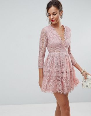 Платье розовое кружево