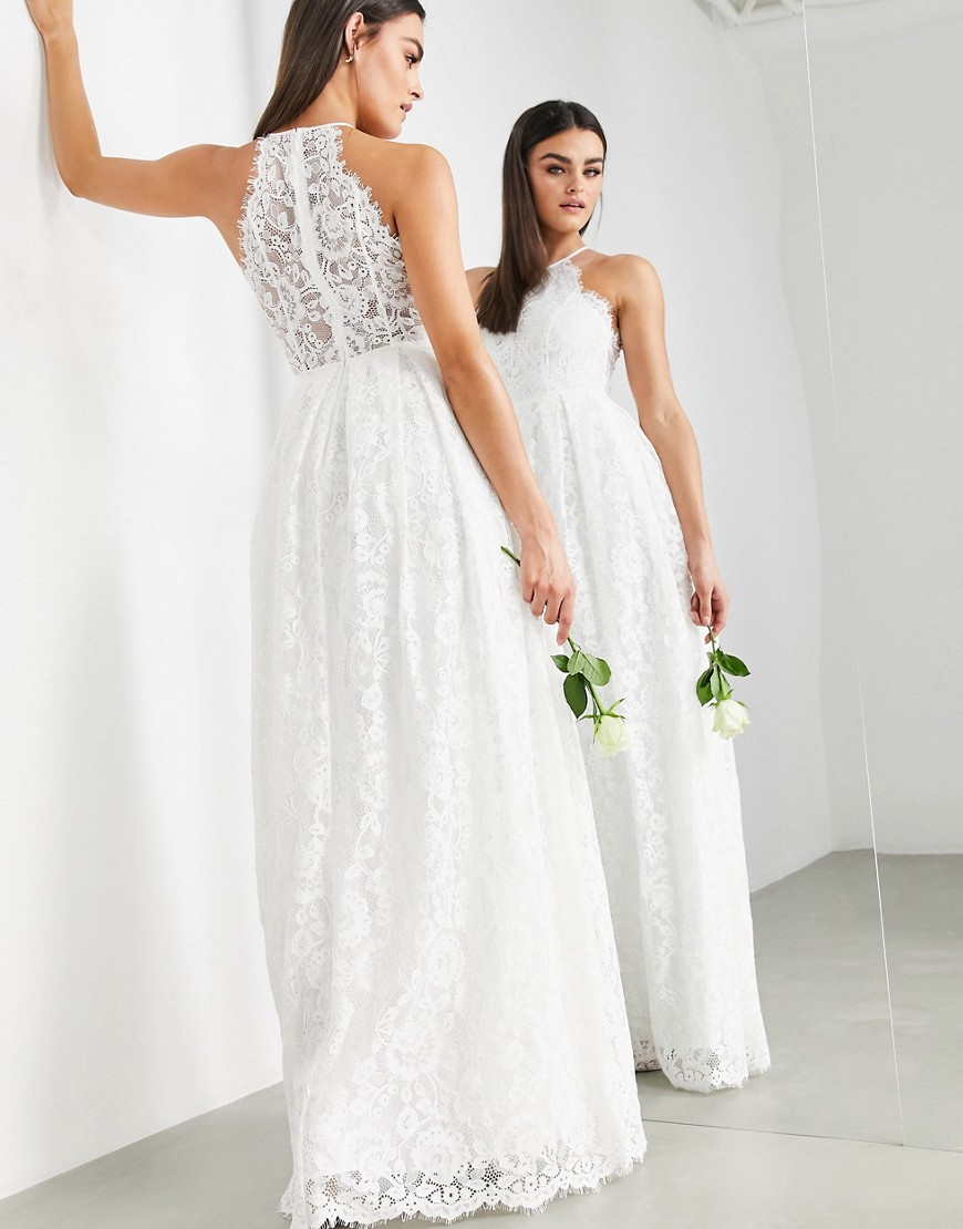 Кружевное свадебное платье макси с американской проймой ASOS EDITION Amalie-Белый