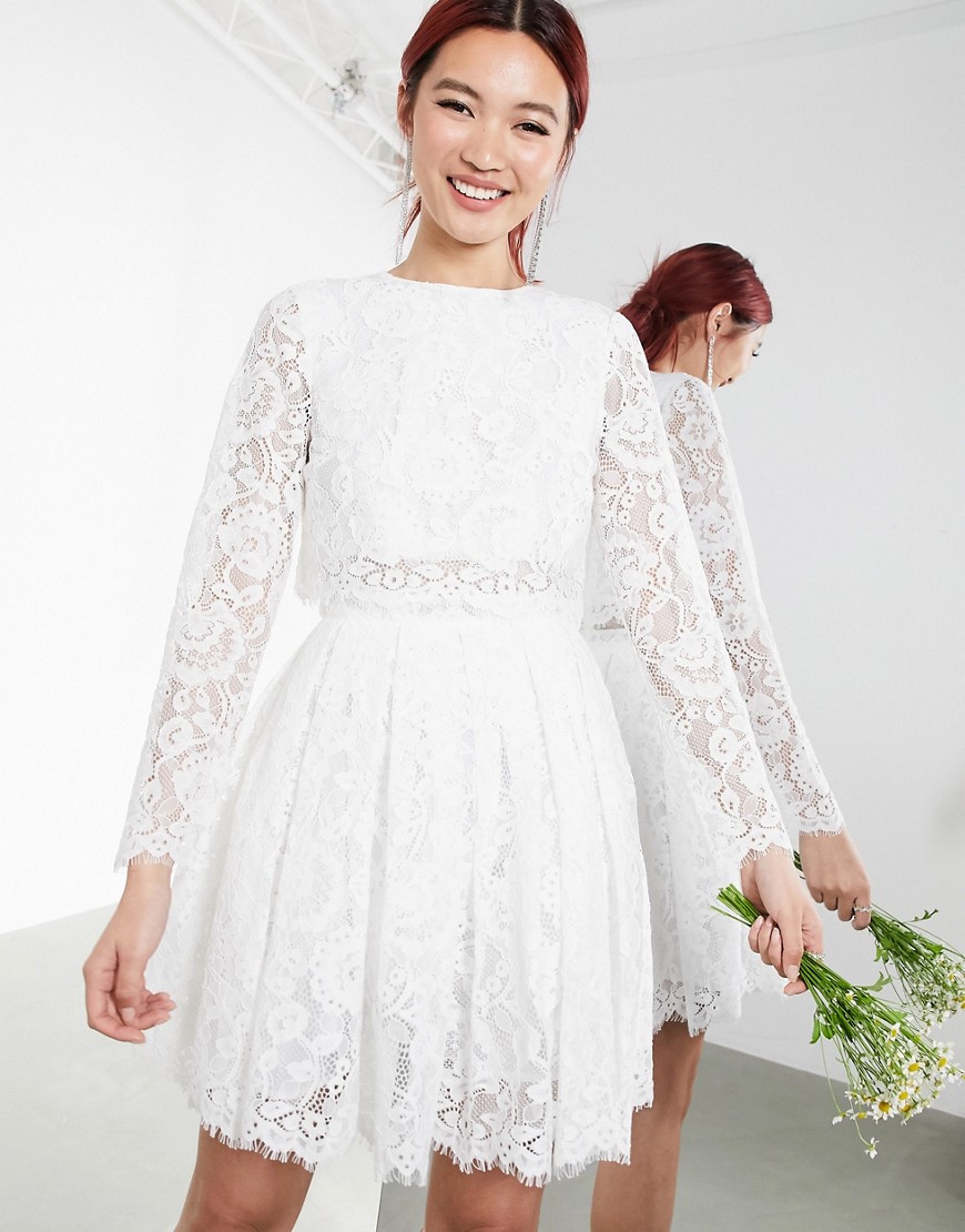 Кружевное свадебное платье мини ASOS EDITION-Белый