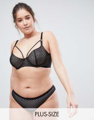 фото Кружевной бюстгальтер на косточках asos curve gianna-черный