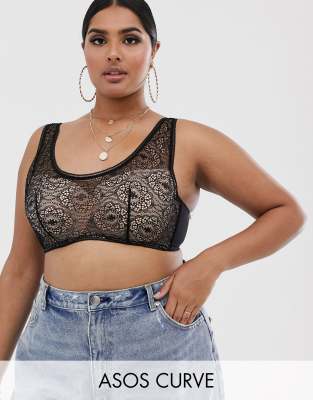 фото Кружевной бюстгальтер на косточках asos design curve-черный asos curve