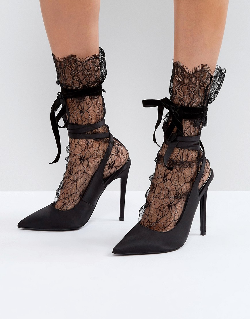 фото Кружевные носки с бантиками asos-черный asos design