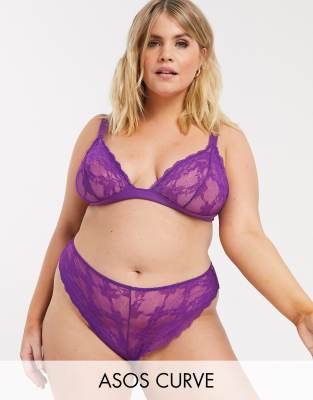 фото Кружевные стринги asos design curve-фиолетовый asos curve