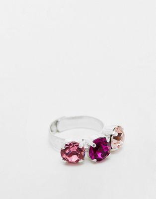 Krystal London genuine crystal adjustable ring in rose mix