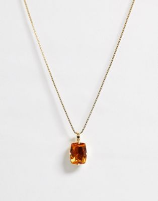 Krystal London - Halskæde med vedhæng i sten-Guld