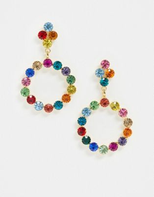 Krystal London – Hängande örhängen med flerfärgade Swarovski-kristaller